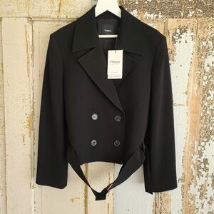 NWT Theory Admiral Crepe Cropped Trench Blazer Jacket Sz M